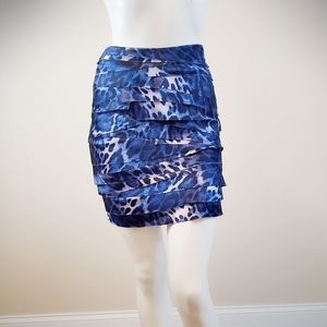 Bebe Blue Leopard Print Mini Skirt